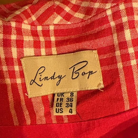 Lindy Bop Red Checkered Midi Dress - Picture 6 of 6